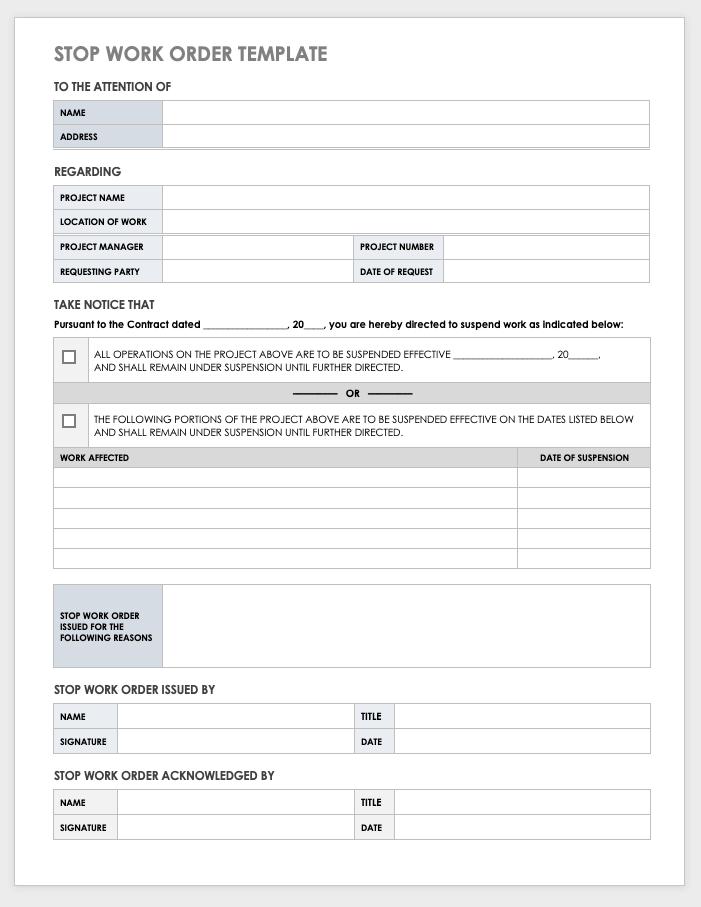 Stop Work Order Template