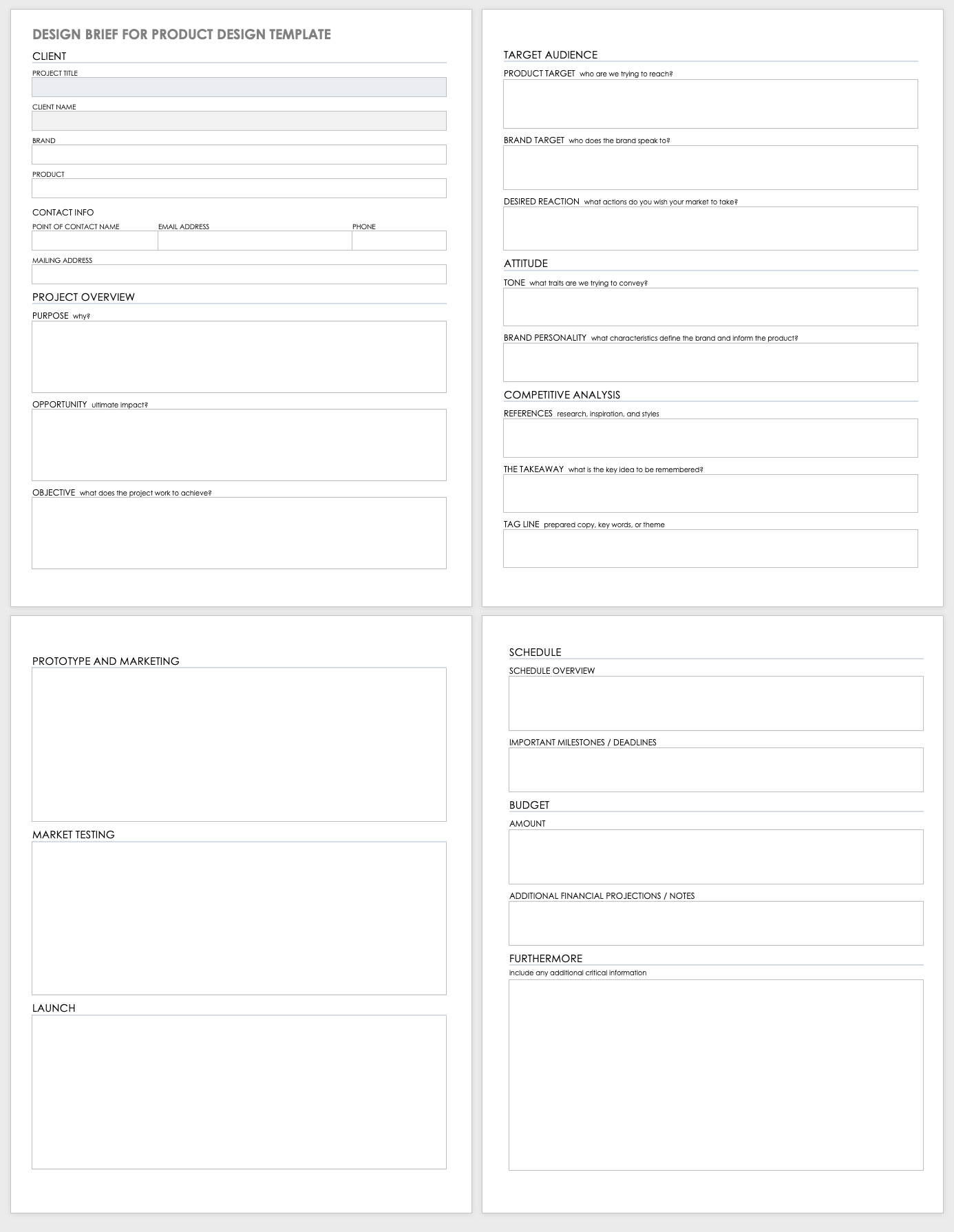 Design Brief for Product Design Template