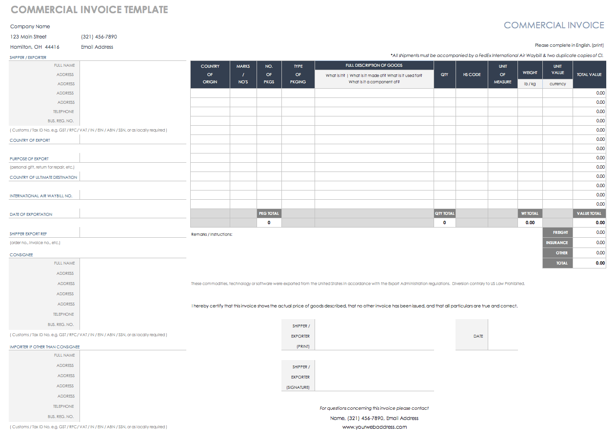 Commercial Invoice Template