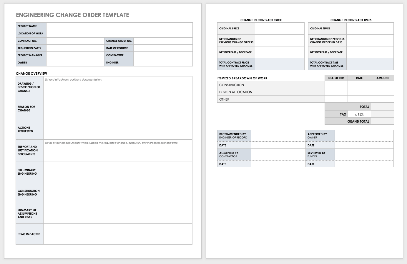 Engineering Change Order Template