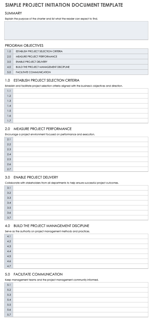 Simple Project Initiation Document Template