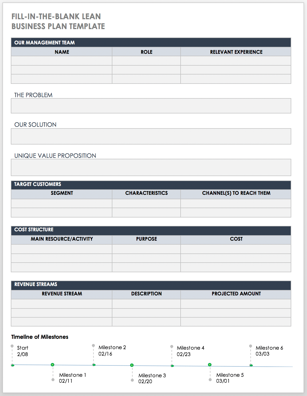 Fill-in-the-Blank Lean  Business Plan Template