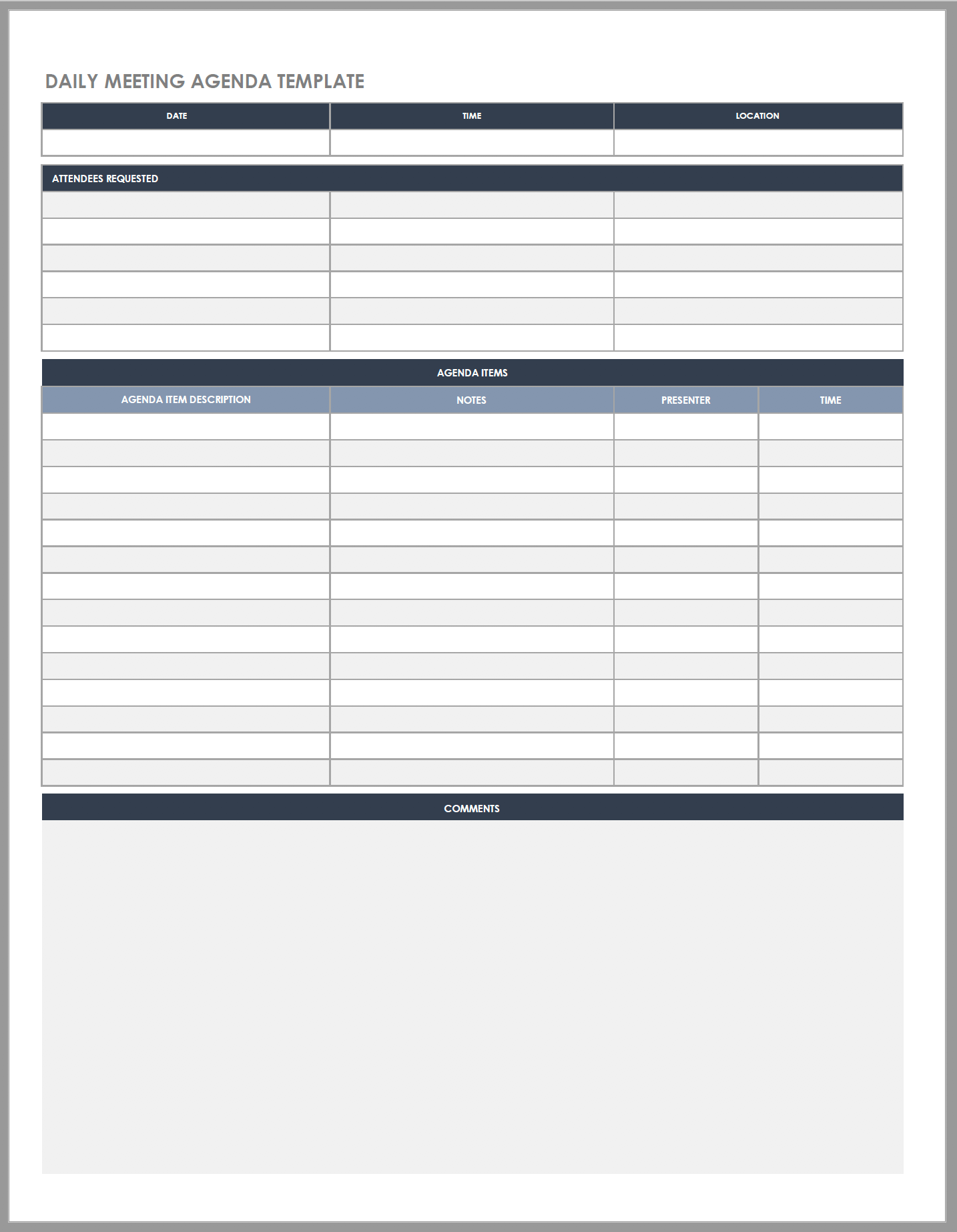 Daily Meeting Agenda Template