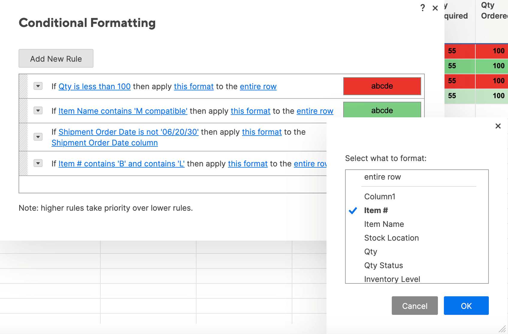 Item Number Multiple Conditions