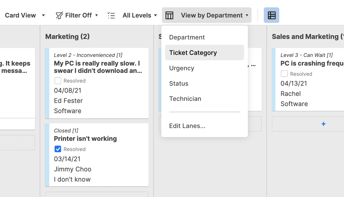 Card view options in Smartsheet