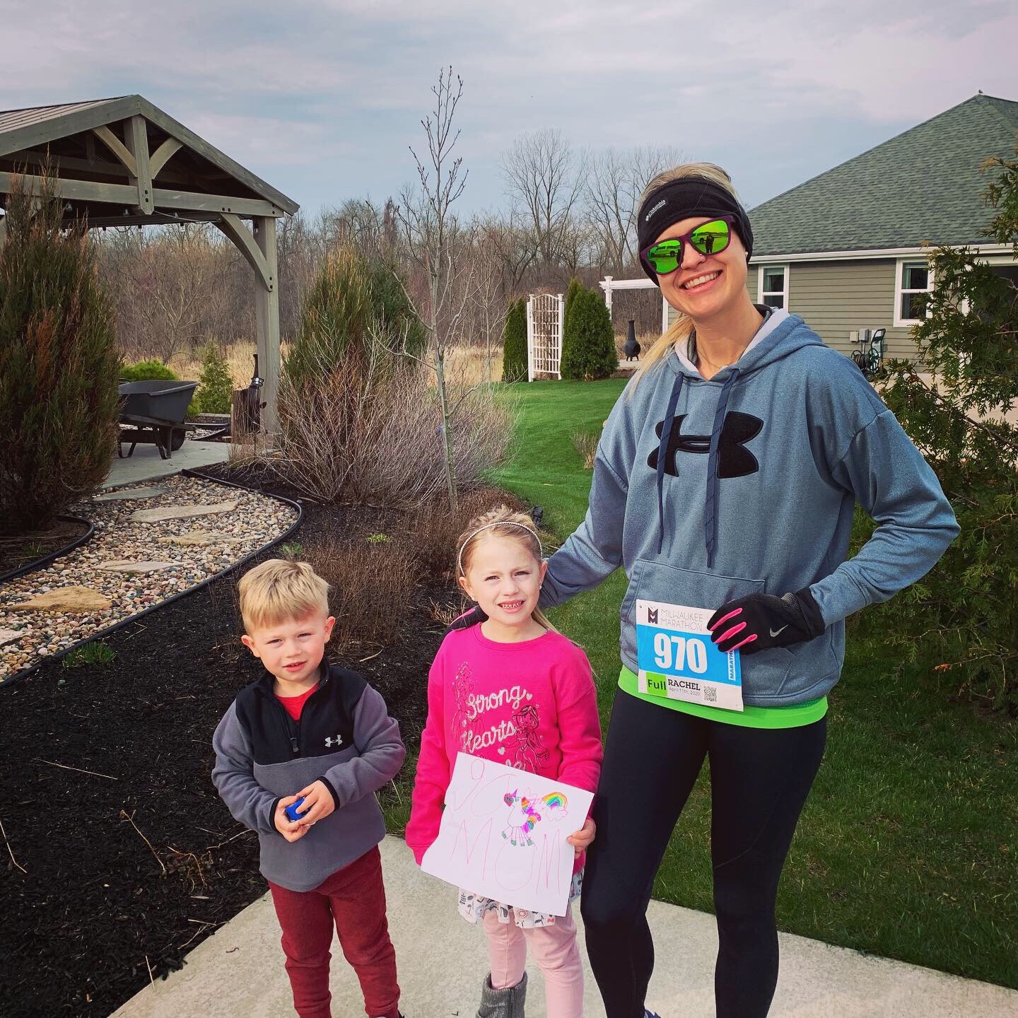 Rachel Schiele with her two children