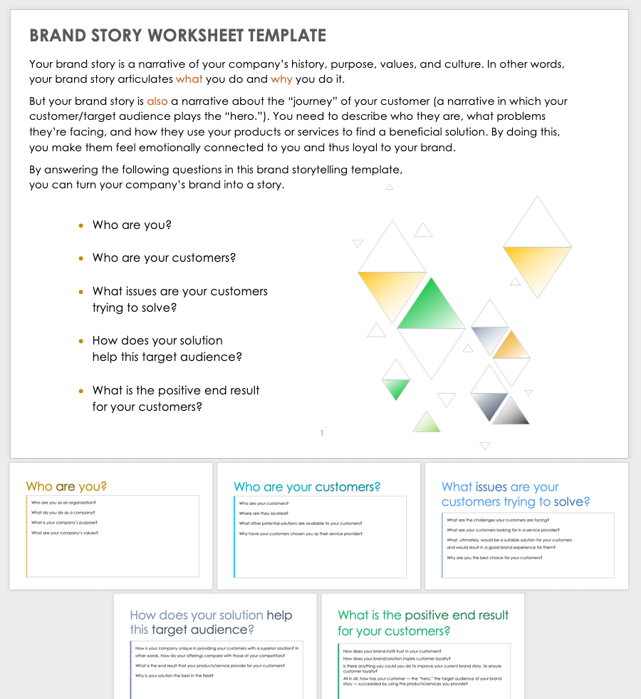 Brand Story Worksheet Template