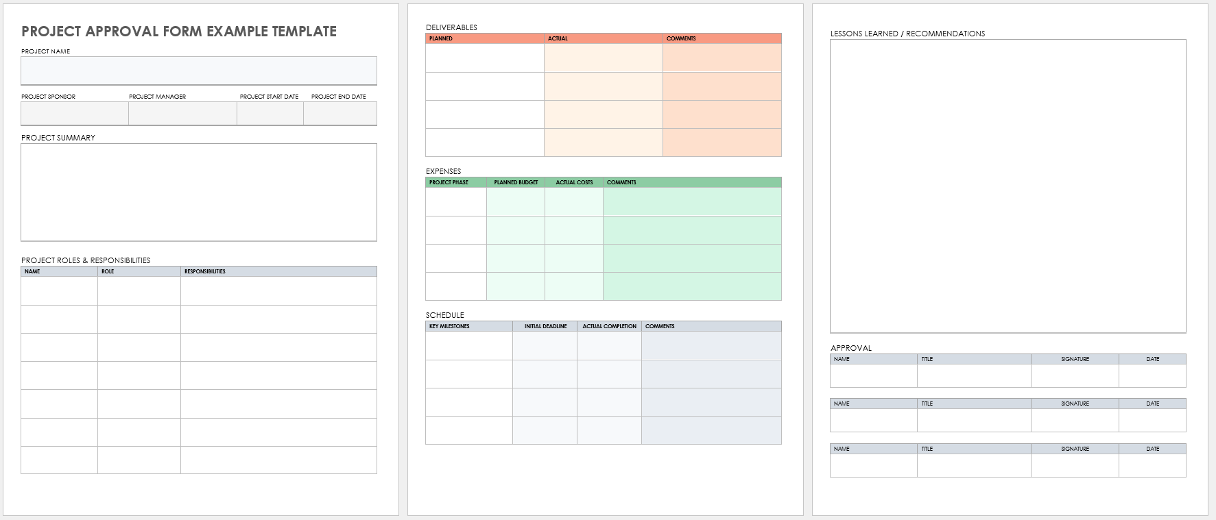 Project Approval Form Example Template