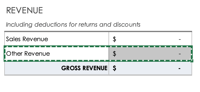 Revenue Customize Copied Cells