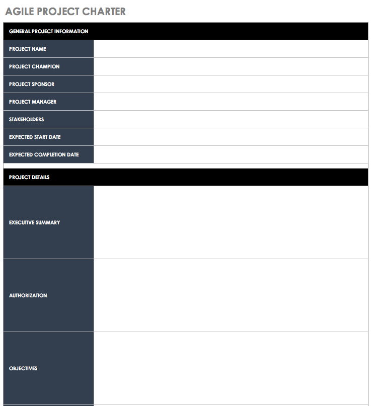 Agile Project Charter Template Updated