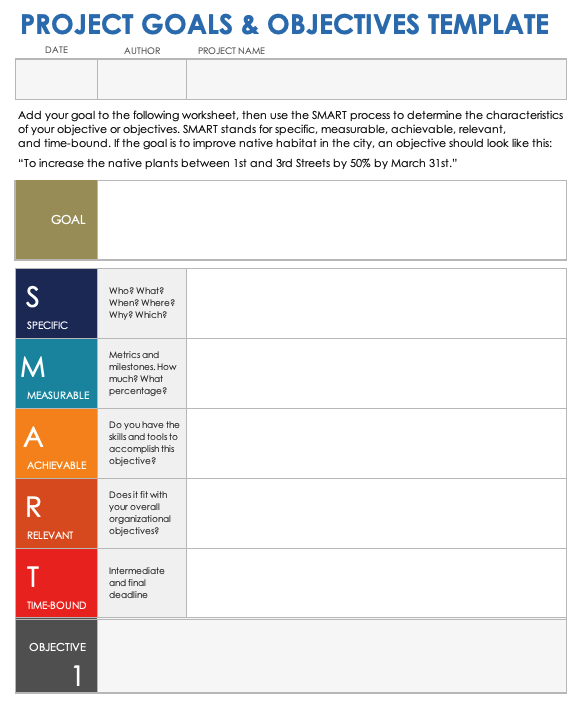 Project Goals and Objectives Template