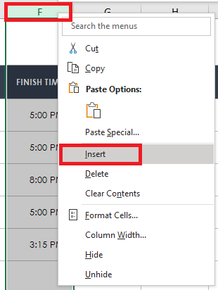 Timesheet Add Column