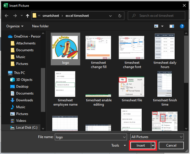 Timesheet Select Picture