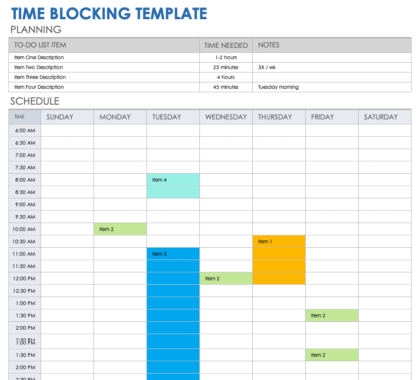 Time Blocking Template