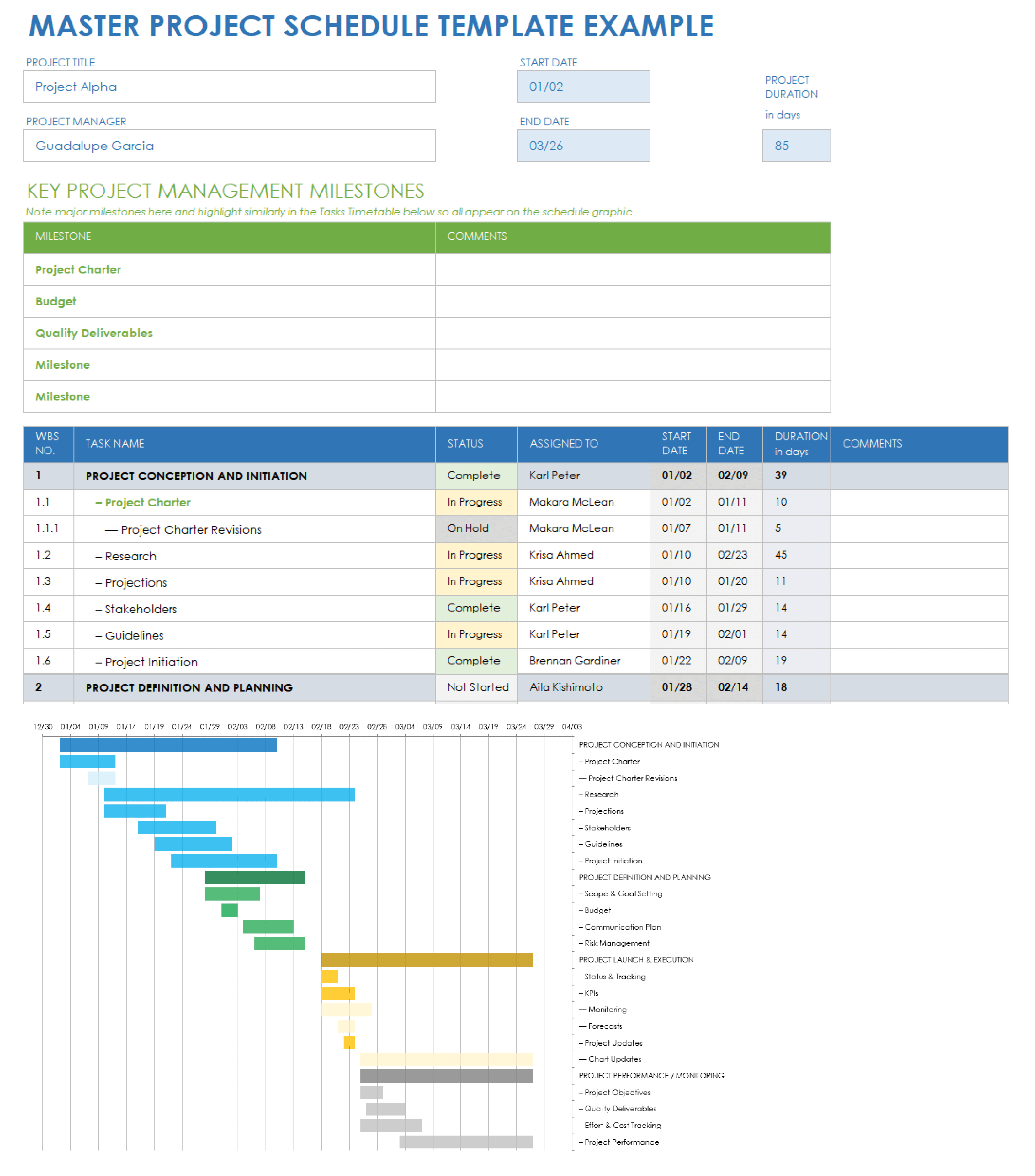 Master Project Schedule Template