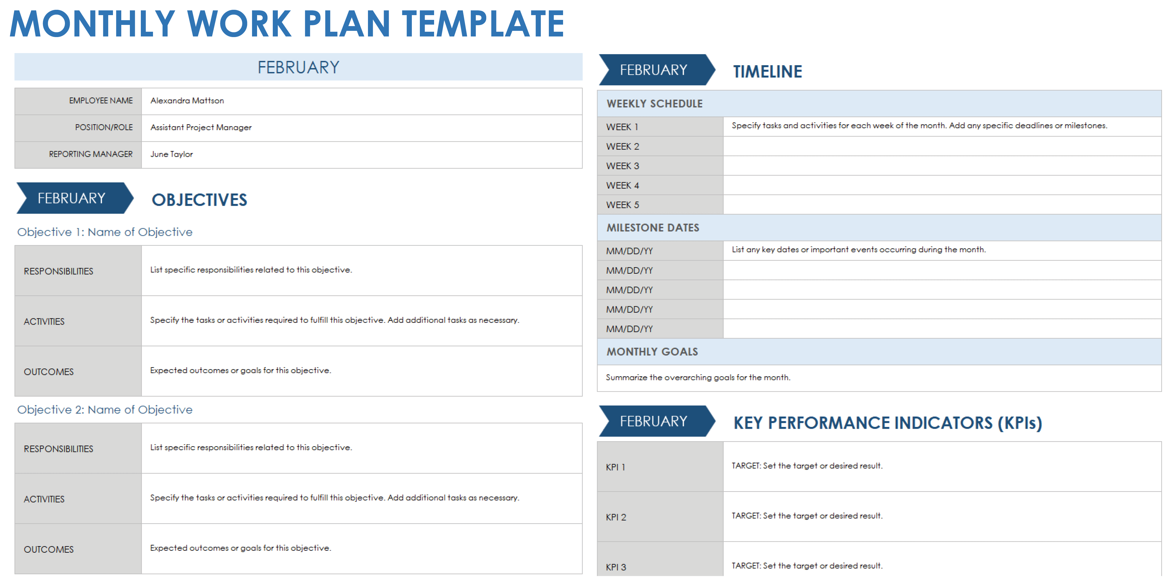 Monthly Work Plan Template