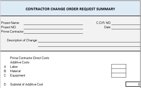 Change Order Request