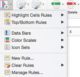 Conditional formatting manage rules Excel