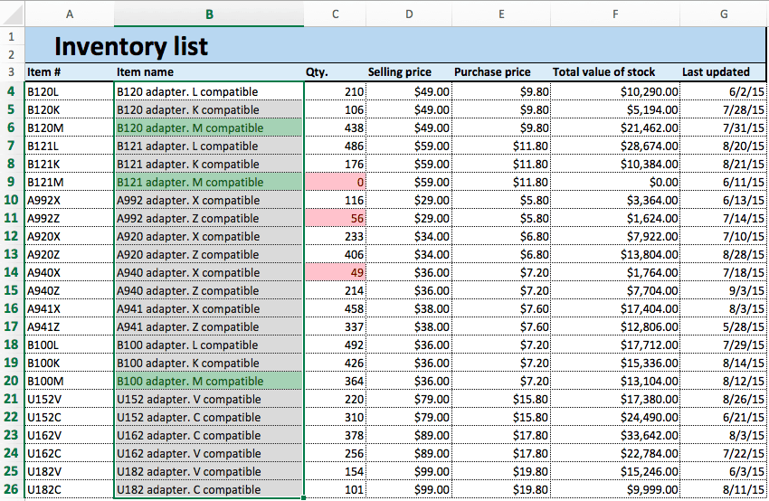 Conditional formatting changes updated Excel