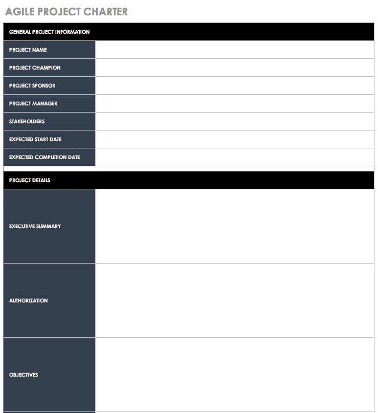 Agile Project Charter Template