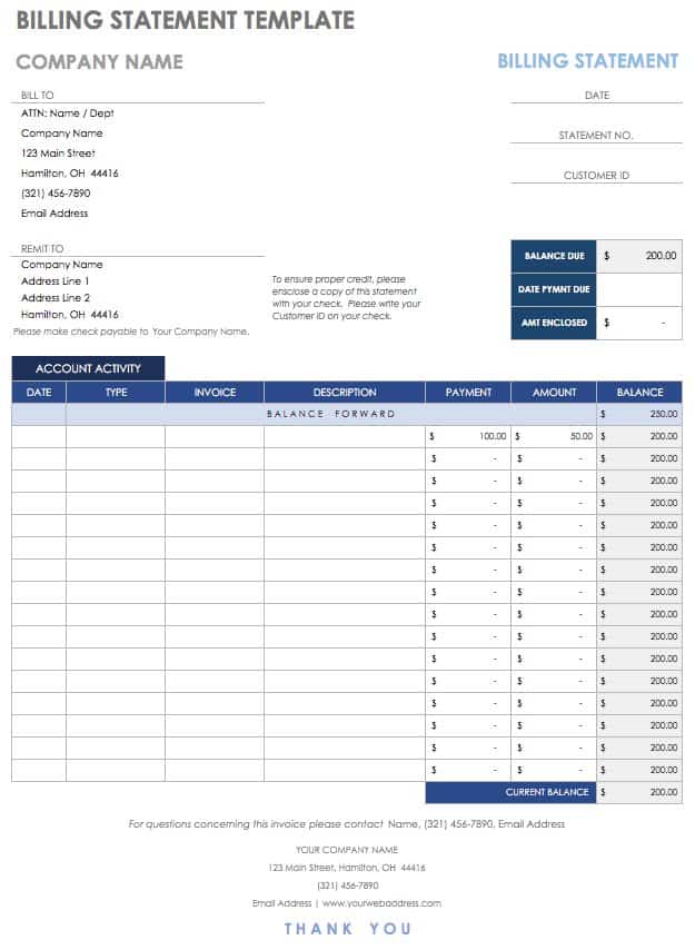 Billing Statement Template