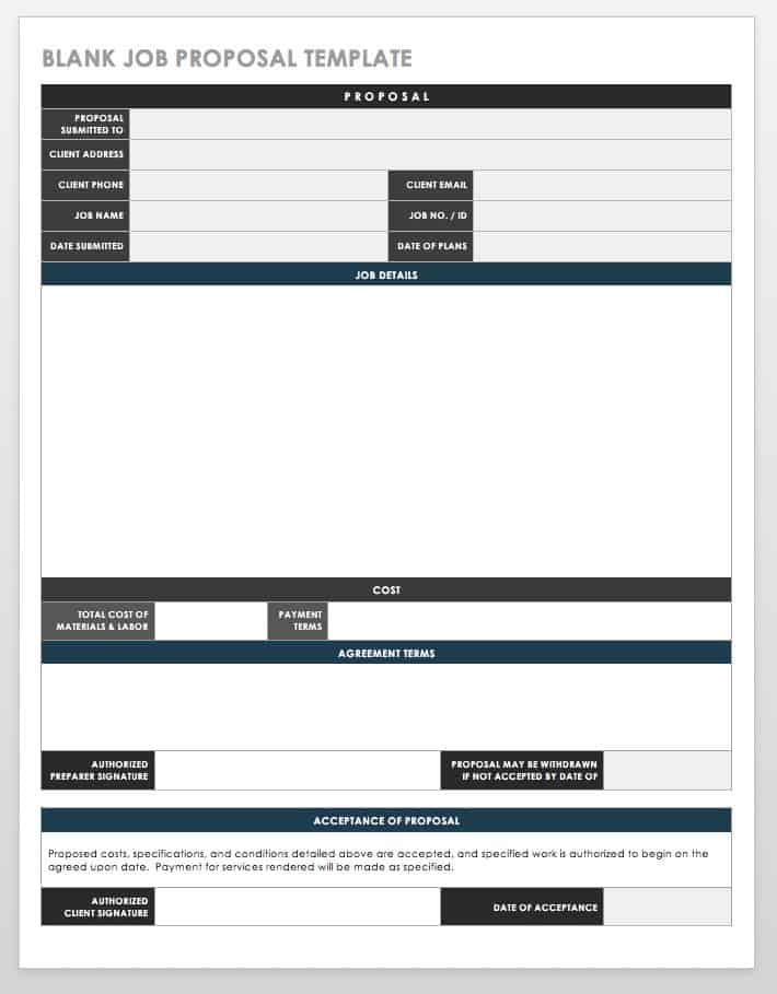 Blank Job Proposal Template