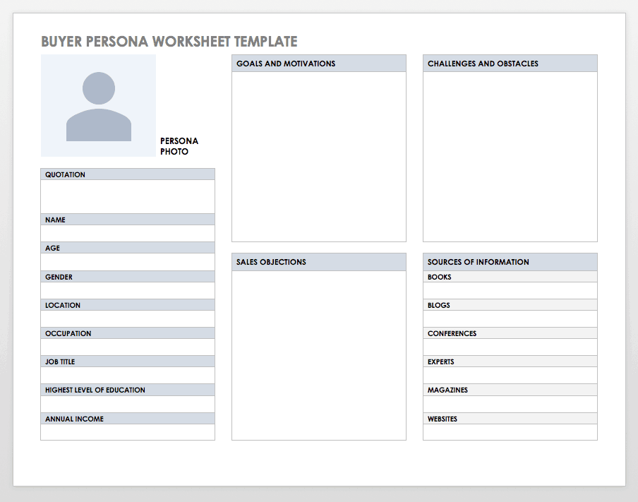 Buyer Persona Worksheet Template