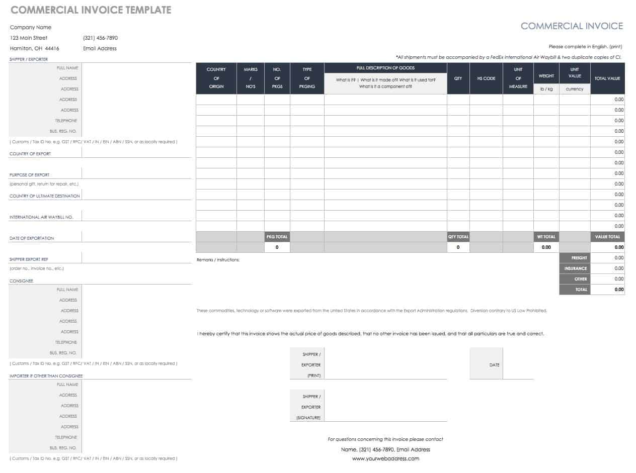 Commercial Invoice Template