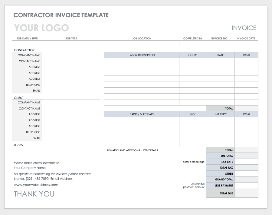 Contractor Invoice Template