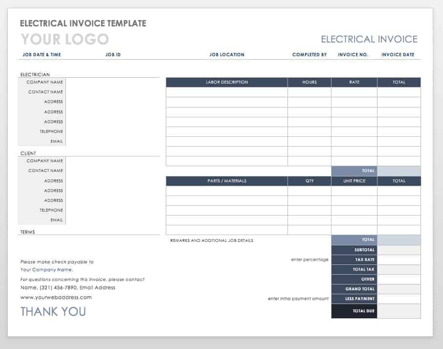 Electrical Invoice Template