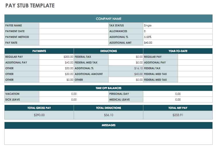 Google Docs Pay Stub Template