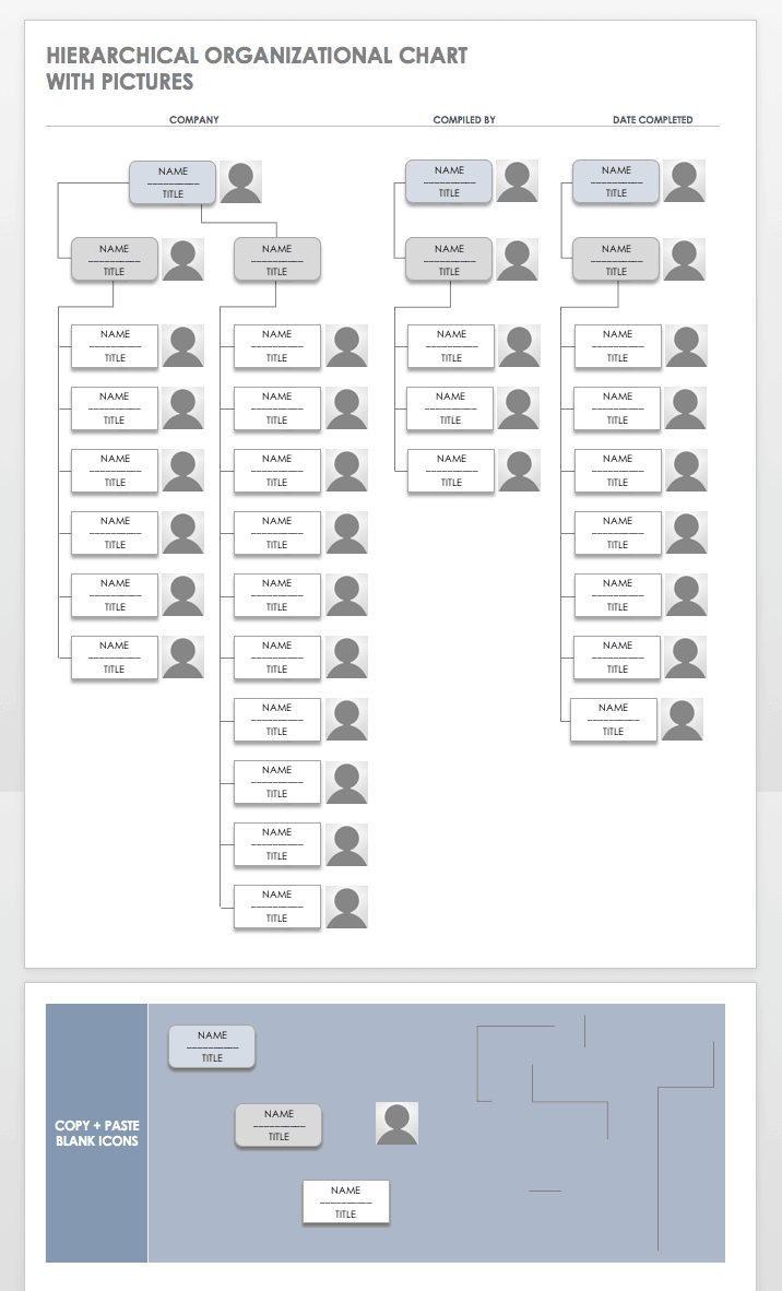 Hierarchical Organizational Chart Template with Pictures Word