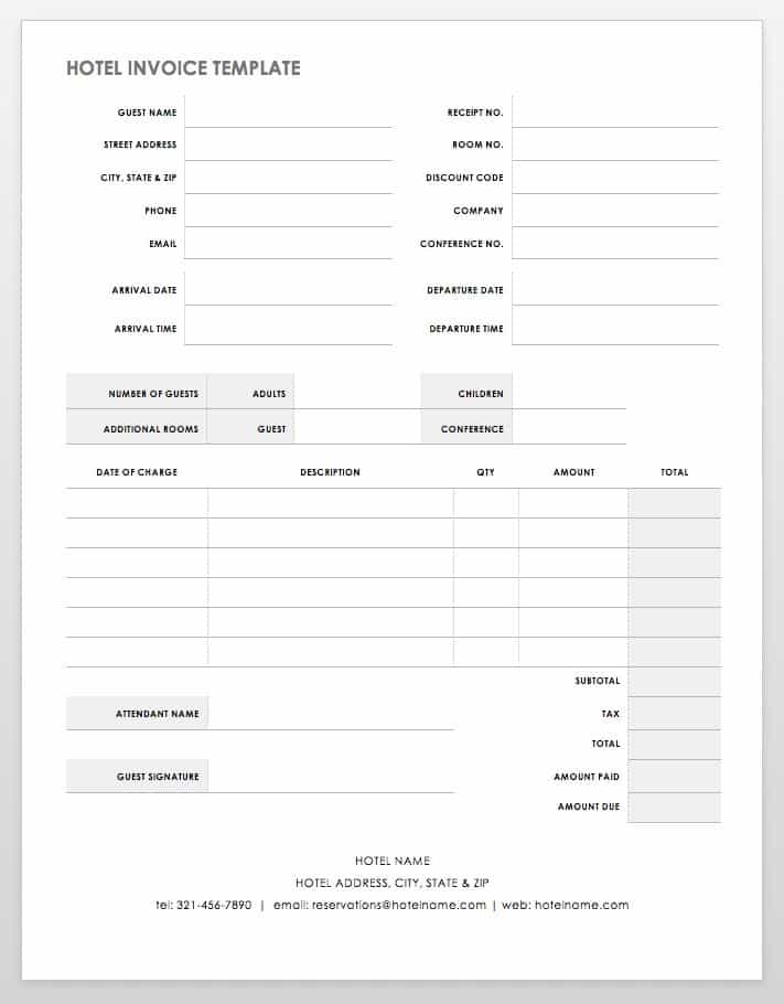 Hotel Invoice Template