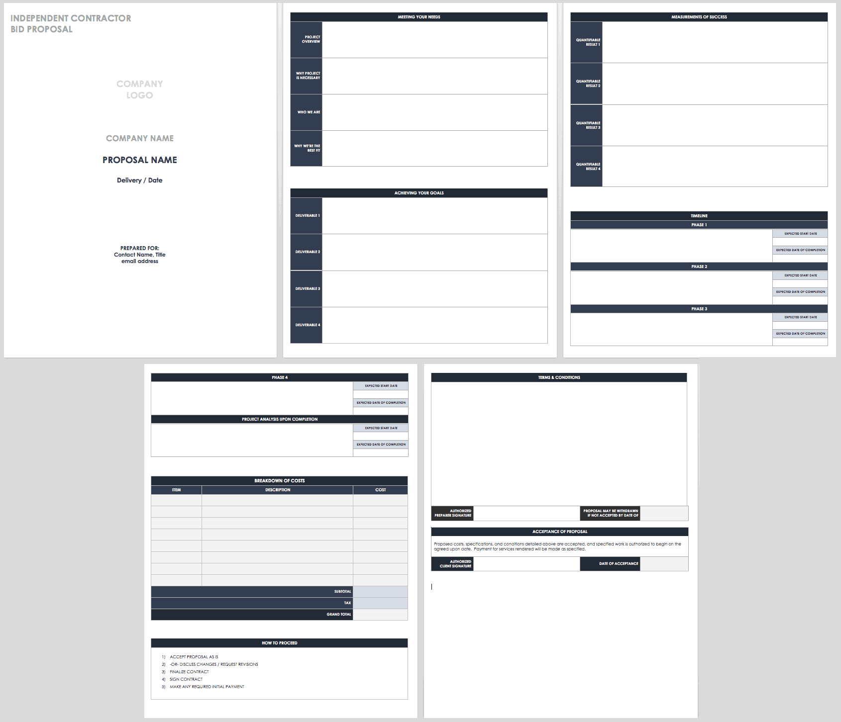 Independent Contractor Bid Proposal