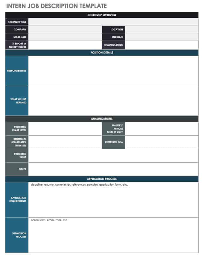 Intern Job Description Template