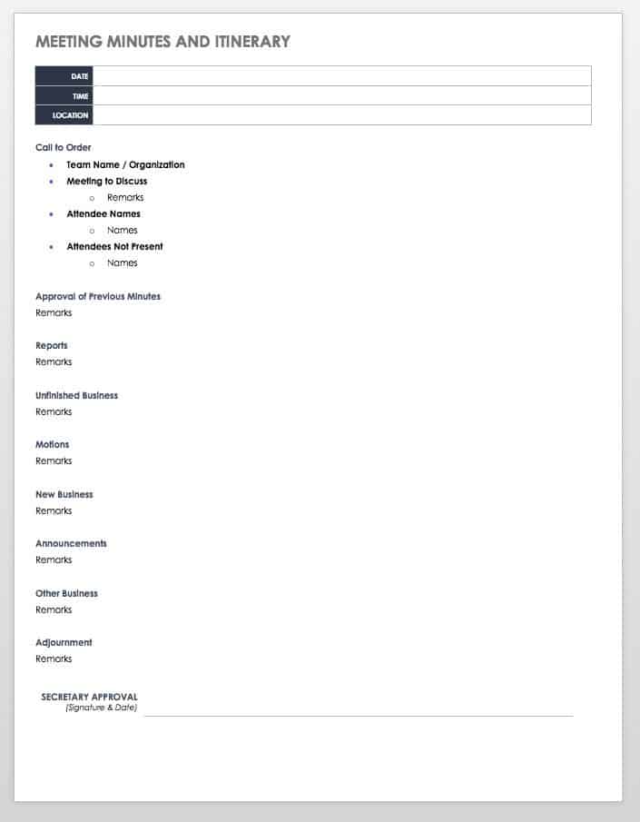 Meeting Minutes and Itinerary