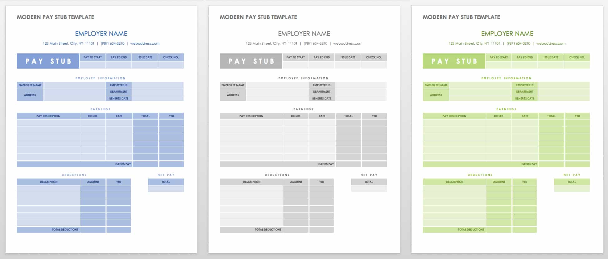 Modern Pay Stub Template