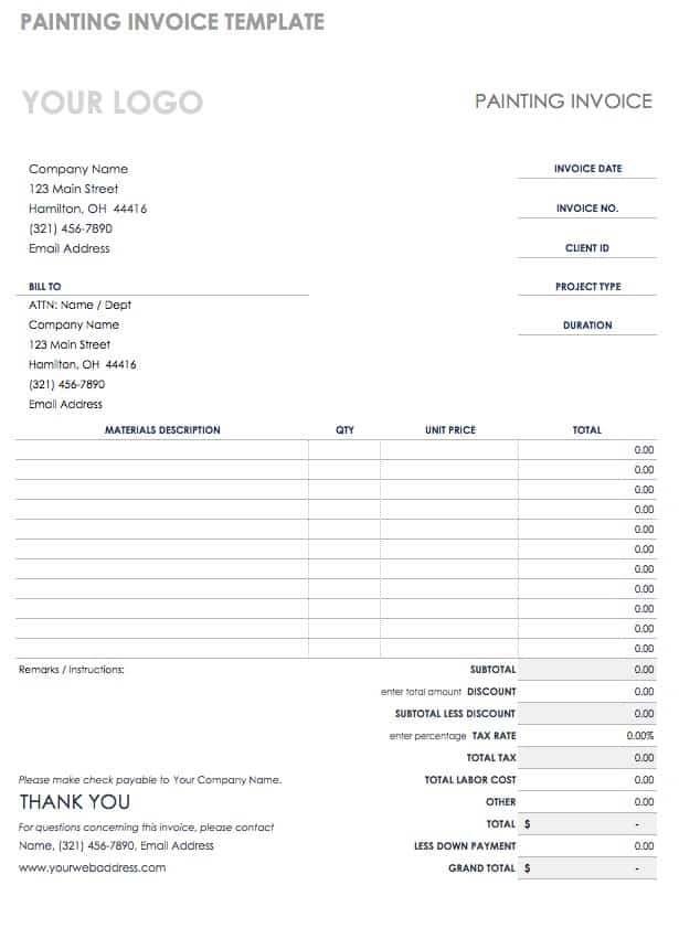 Painting Invoice Template