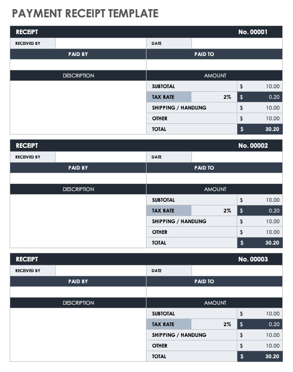 Payment Receipt Template