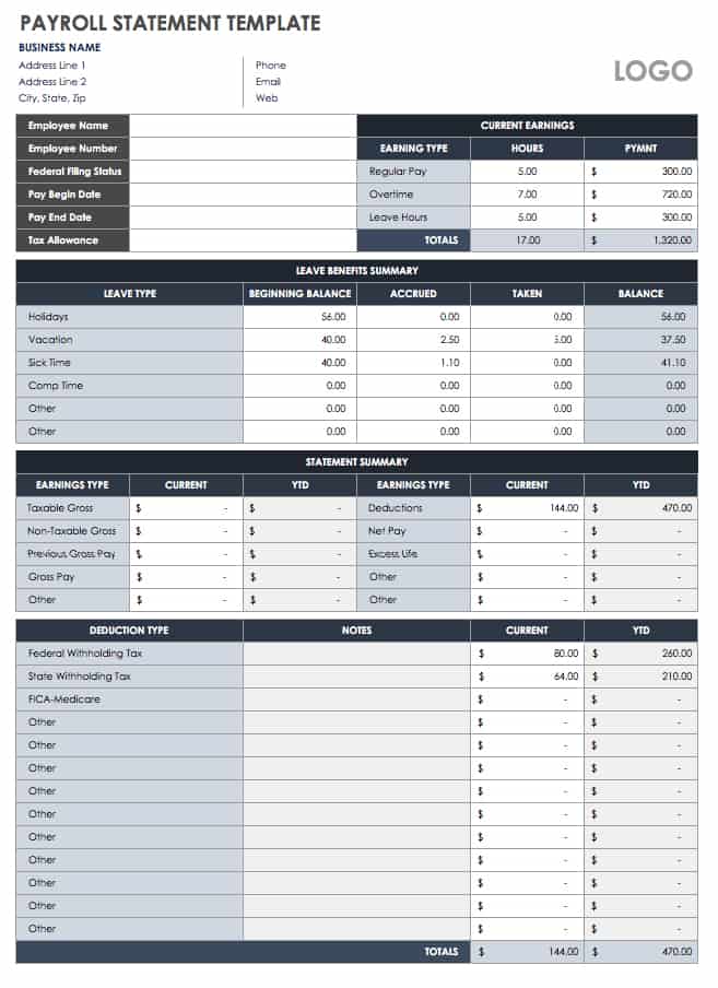 Payroll Statement Template