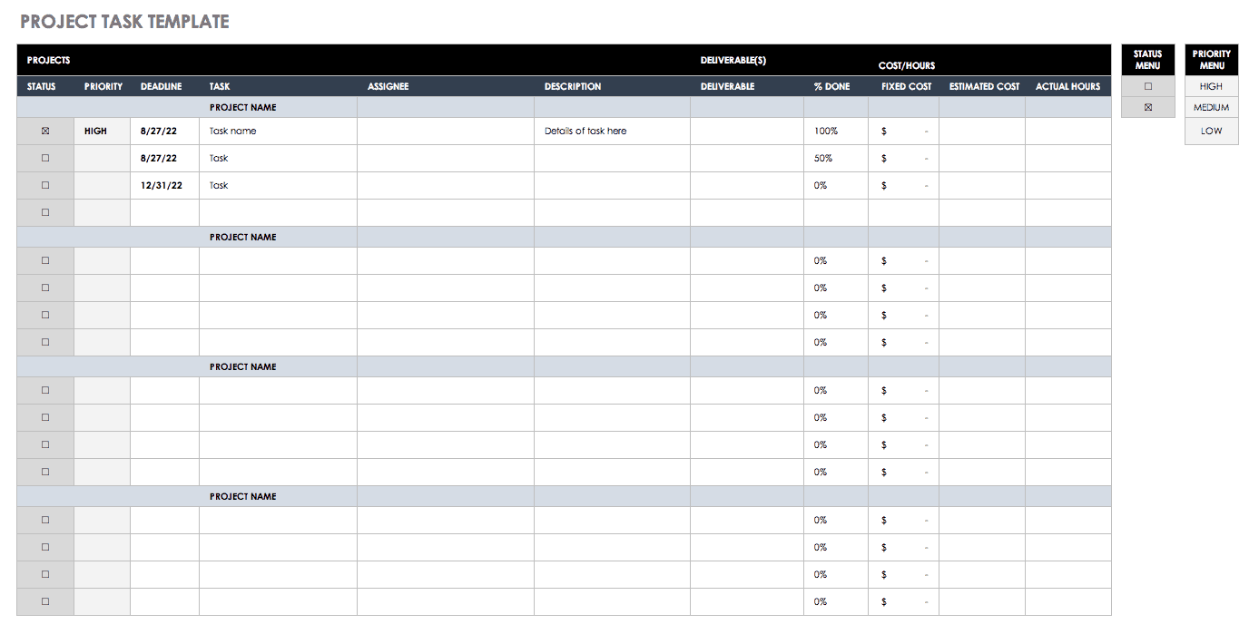 Project Task Template