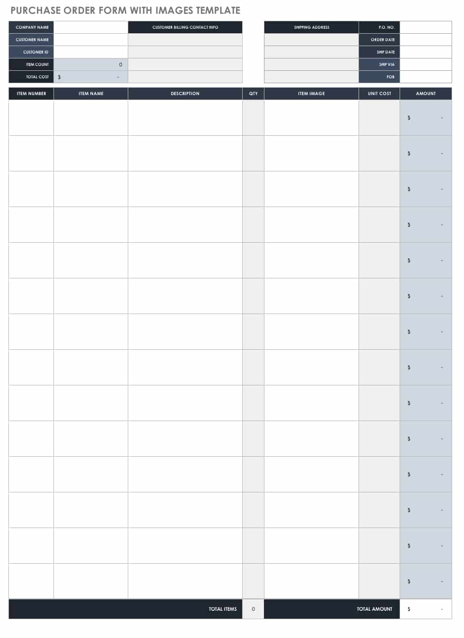 Purchase Order Form with Images