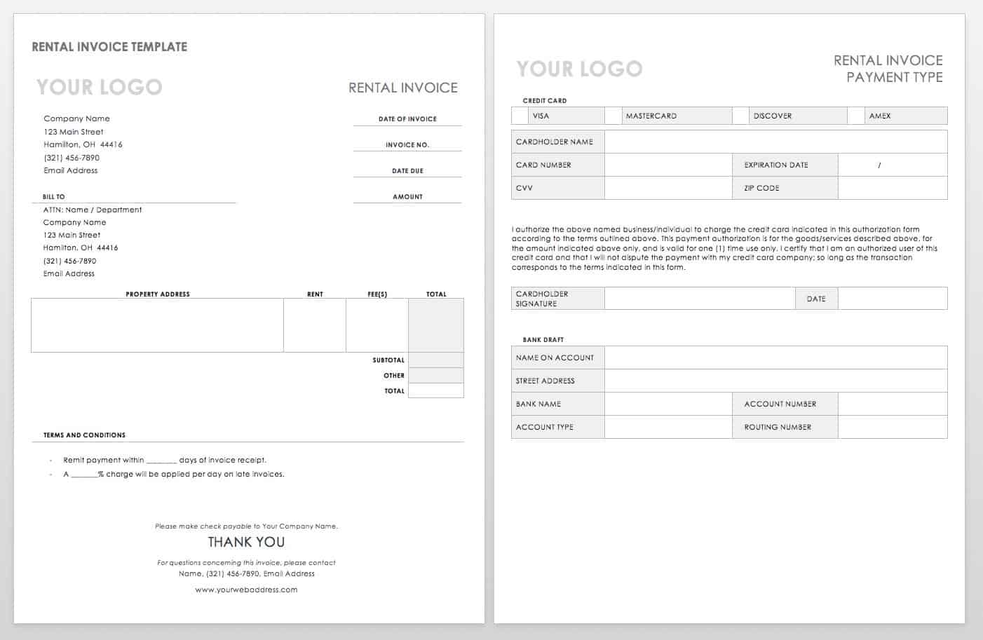 Rental Invoice Template