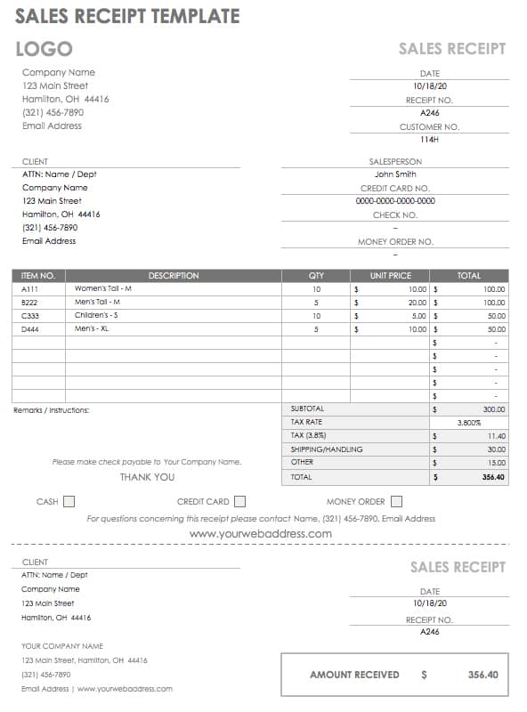 Sales Receipt Template