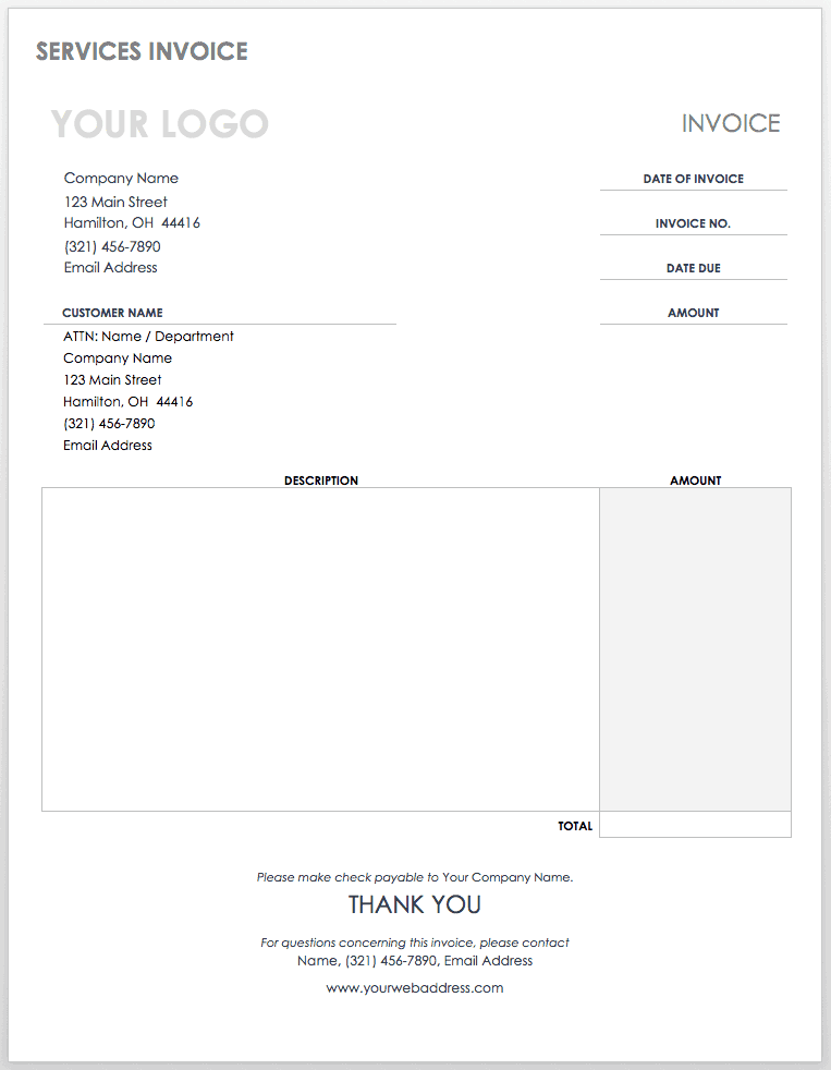 Service Invoice Template Word