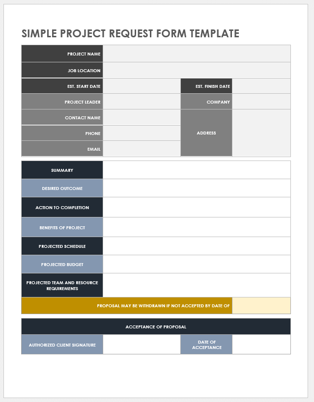 Simple Project Request Form Template