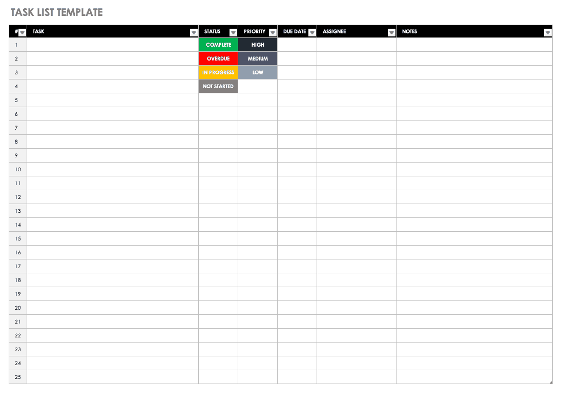 Task List Template