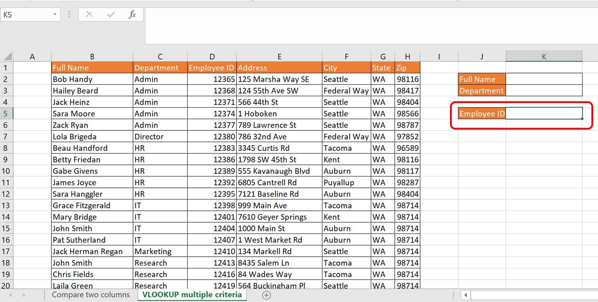 Vlookup duplicate names