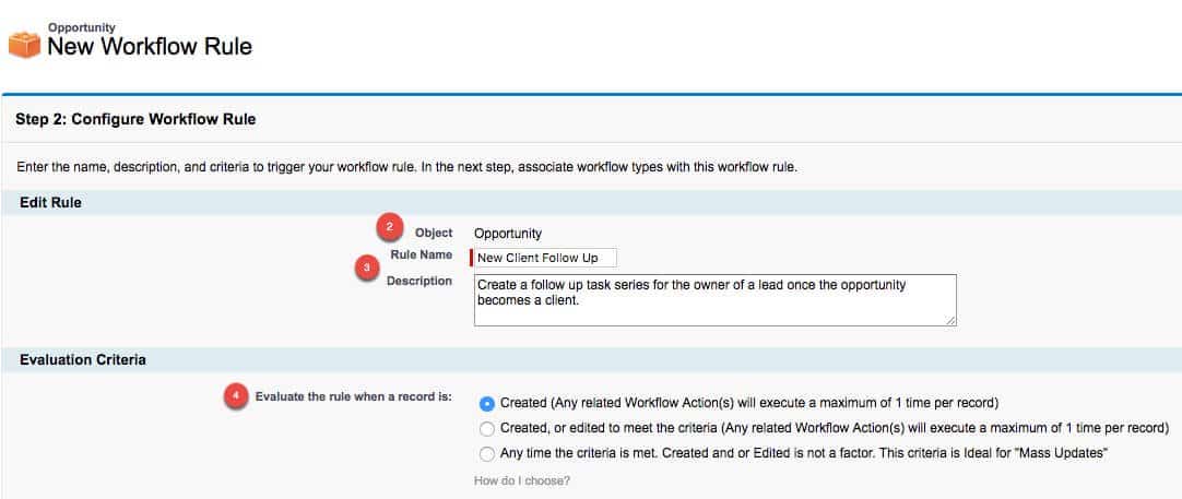 salesforce new workflow rule