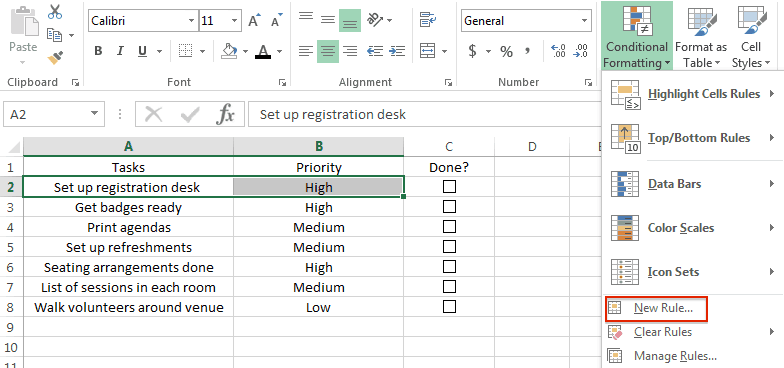 Conditional formatting in Excel